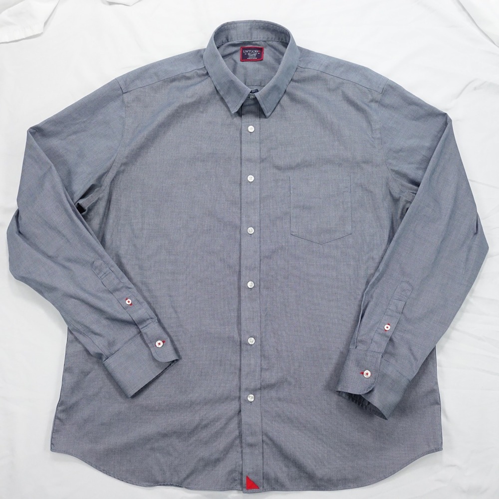 UNTUCKit Button Down Shirt Men's XXL Pio Cesare Wrinkle Free Long Sleeve Blue